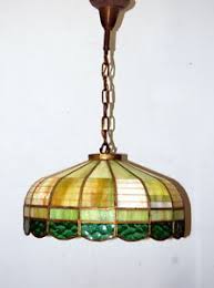 Antique 1930s Stained Glass Hanging Light Fixture Vintage Lighting Rewired Ebay