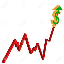 A 3d Line Chart With An Arrow Shaped Dollar Sign Illustration