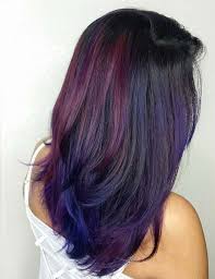 Dark shades make for extra striking styles on the singer's pale complexion, and this dark purple look is close enough to black to function as a neutral. 20 Pretty Purple Highlights Ideas For Dark Hair