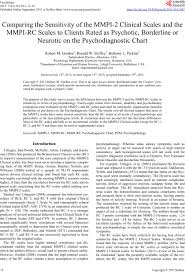 Comparing The Sensitivity Of The Mmpi 2 Clinical Scales And