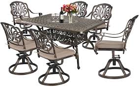 7pcs Patio Dining Set 6 Outdoor Swivel