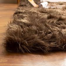 silky faux fur rug in dark brown sheepskin 2 x 6