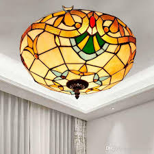 2020 16 Inch Baroque Tiffany Ceiling Lamps Stained Glass Aisle Ceiling Lights Hotel Balcony Restaurant Study Lamp Led Ceiling Lighting From Tiffanylamp 127 02 Dhgate Com