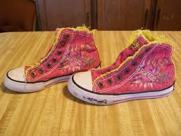 ed hardy pink yellow canvas high top