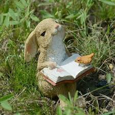 Reading Bunny Rabbit Statue Garden