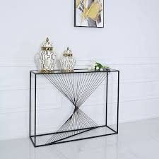 Ava Black Metal And Clear Glass Console
