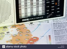 A Bbc World Service Radio Resting On A Newspaper Weather Map