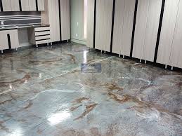 metallic epoxy floor garage cabinets