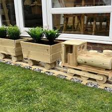 Wooden Planter Train Decorative