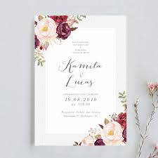 Arte Para Convite De Casamento Marsala Flowers