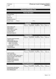 Performance Evaluation Template Sheet Employee Excel