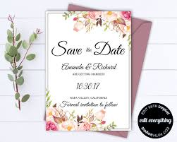 Floral Save The Date Wedding Template Floral Save The Date Invite