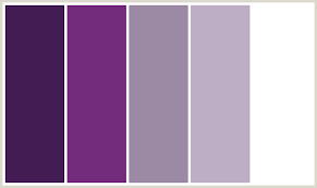 Rgb + html color palette. Colorcombo171 With Hex Colors 421c52 732c7b 9c8aa5 Bdaec6 Ffffff