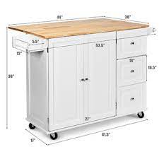How to build 2 tier kitchen island. Costway Drop Leaf Kitchen Island Trolley Cart Wood Storage Cabinet W Spice Rack White