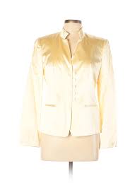 Details About Nwt Bloomingdales Women Yellow Silk Blazer 12 Petite