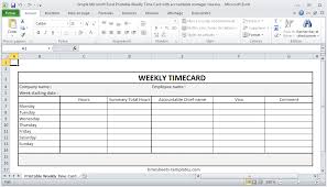 Simple Microsoft Excel Printable Weekly Time Card With Accountable