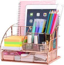 Great savings & free delivery / collection on many items. Amazon Com Upgraded Desk Organizer For Women Cute Mesh Office Supplies Accessories Essentials Caddy With Drawer For Home Office Desktop Organization Decor Rose Gold Office Products