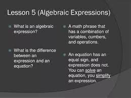 Ppt Lesson 5 Algebraic Expressions