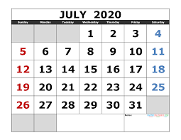 Calendar 2020 With Holidays Printable Monthly 2020 The