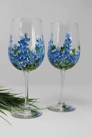 Hand Painted Wine Glasses Bluebonnets
