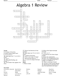 Algebra 1 Review Crossword Wordmint