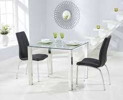 90cm Glass Dining Table With 2 Black