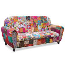 solid wood indian patchwork fabric sofa