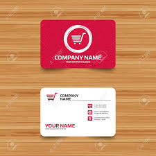 Business Card Template With Texture Shopping Cart Sign Icon