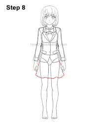 Drawing anime in 12 different anime style : How To Draw A Manga Girl In School Uniform Front View Step By Step Pictures How 2 Draw Manga