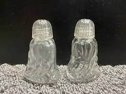 vintage mini clear swirl glass salt