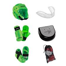 Green Martial Arts Sparring Gear Set With Bag