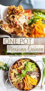 two images showing the final dish of one pan mexican quinoa and rice