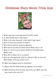 Printable christmas quiz (trivia question and answers) and christmas games suggestions. Christmas Story Movie Trivia Quiz English Esl Worksheets For Distance Learning And Physical Classrooms