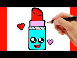 how to draw lipstick kawaii drawing