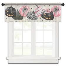 curtain halloween pink pumpkin bat bow