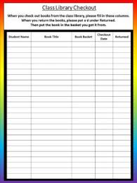 Class Library Checkout Sheet Noahs Rainbow Classroom