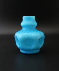 Blue Cased Satin Glass Vase