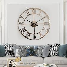 23 Large Round Silver Roman Numeral Silent Wall Clock Modern Acrylic Decor Art