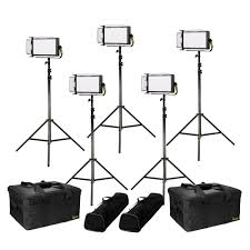 Lyra Bi Color 5 Point Led Soft Panel Light Kit W 5x Lb5 Includes Gold V Mount Battery Plates Stands And Bags