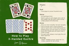 three handed euchre card game rules and
