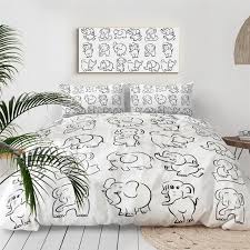 Hand Drawing Elephant Bedding Set