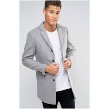 Fitted Wool Peacoat Light Grey Wine