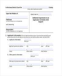 sle child support agreement forms in