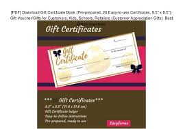 Pdf Download Gift Certificate Book Pre Prepared 26 Easy