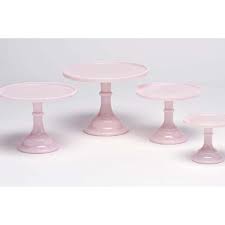 Crown Tuscan Pink Milk Glass Cake Stand