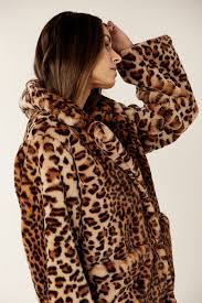 Leopard Print Faux Fur Coat Jacket