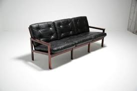 Black Leather 3 Seat Sofa Capella