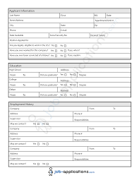 Free Printable Generic Employment Application Templates At
