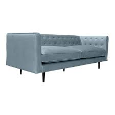 arm velvet rectangle sofa in bluestone