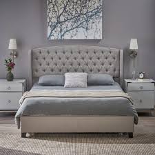light gray upholstered queen bed pier 1